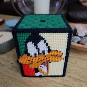 Vintage handmade Daffy Duck tissue box cover